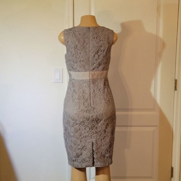 BRAND NEW WOMEN"S JAX SLEEVELESS GREY LACE ZIP-BACK COCKTAIL DRESS - Picture 7 of 13